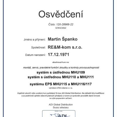 Certifikát ADI MHU